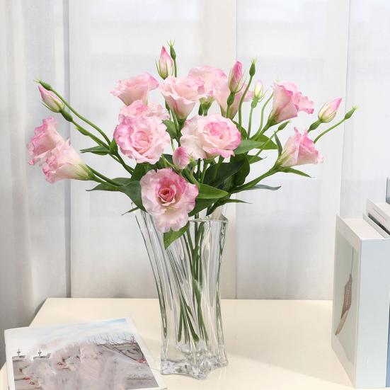 Artificial Platycodon Grandiflorus Flower with 2 Head Blooms And 1 Bud Fake Silk Flower with Stem And Leaves for Wedding Party Kitchen Bedroom Baby