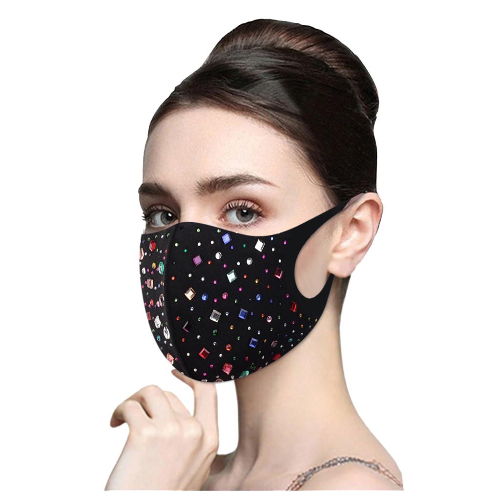 Fashion Women Men Shiny Diamond Reusable Breathable Safe Mask