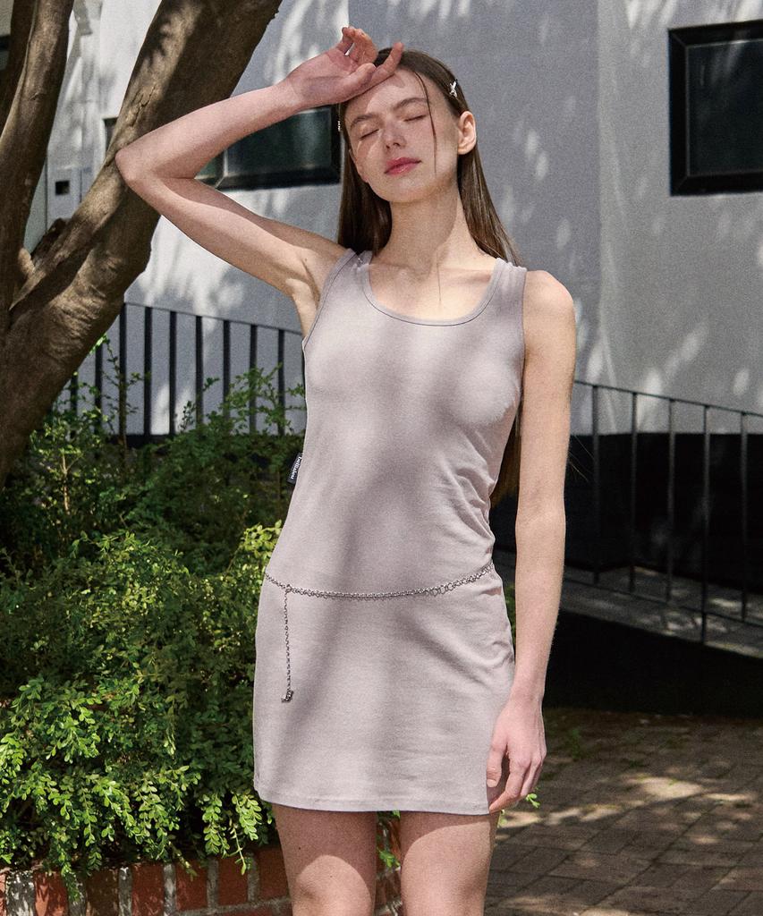 BELLIALEU Plain Corset Dress-Ash Beige
