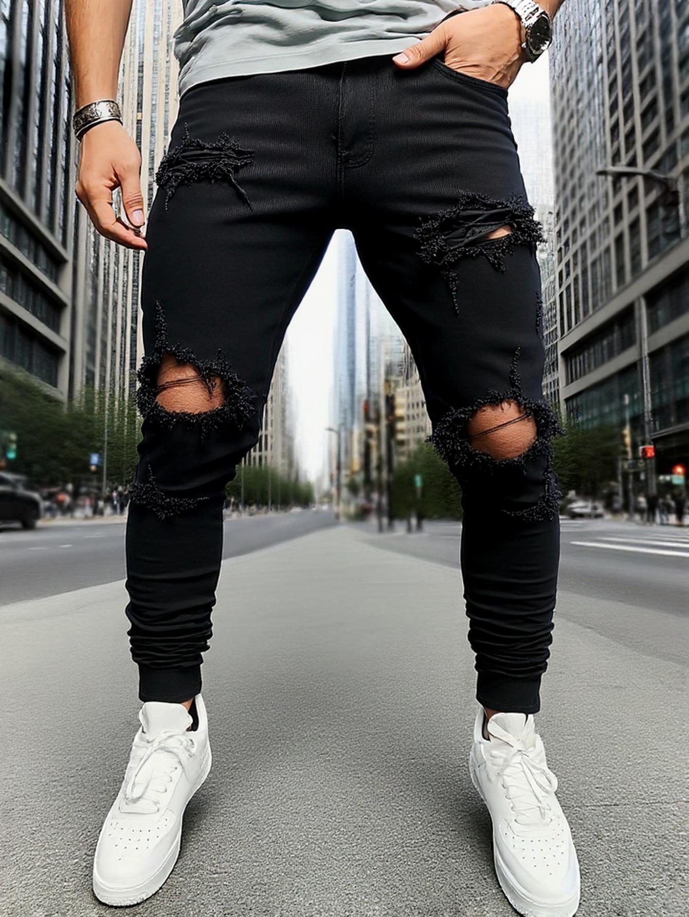 Cut Men`S Jeans Casual Slim Fit