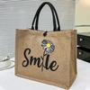 Tote Tote Woven Bag Women 2025 New Hand-painted Pattern Letter Tote Canvas Bag Shopping Bag Tote Bag