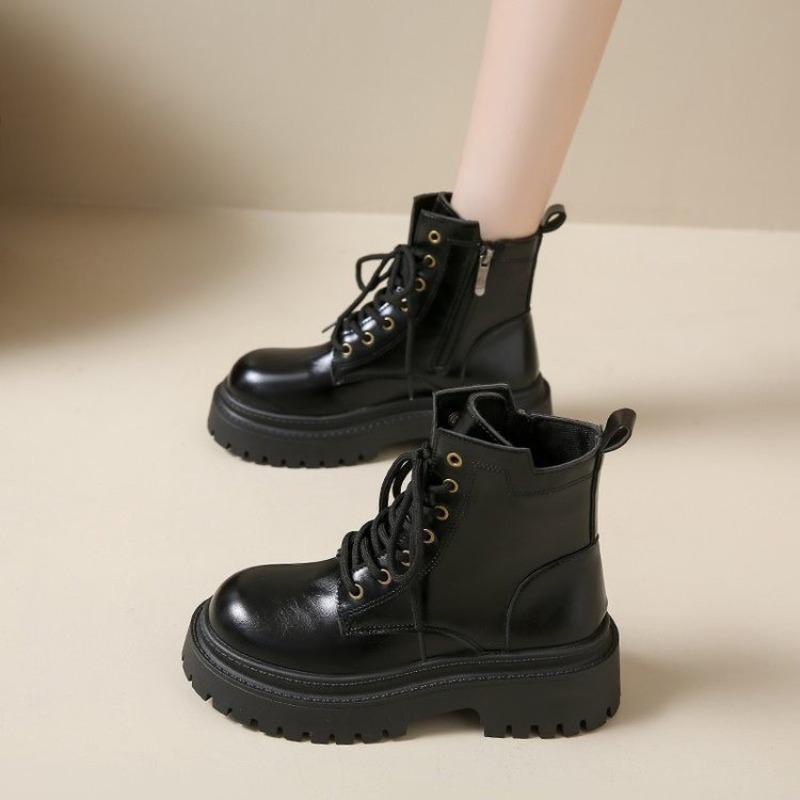 Small Man Heightened Platform Martin Boots Women's Autumn New Lace-up Retro Versatile Short Boots