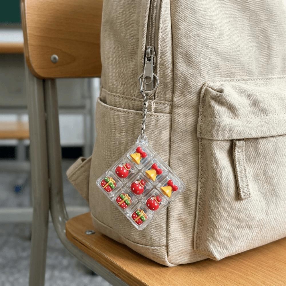 Christmas Tree Square Fidget Keychain 9-Key Button Decompression Toy Kids Bag Pendant