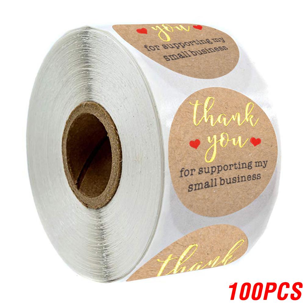 100-500pcs Thank You Sticker Love Scrapbook Sticker Envelope Packaging Stamp Handmade Stationery Label Kraft Paper Stickers