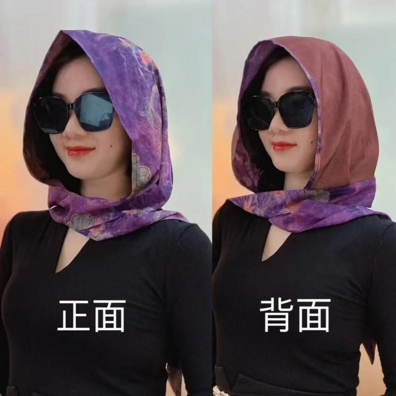 Floral Print Scarf Hat Women UV Protection Headwrap Outdoor Travel Photography Accessory