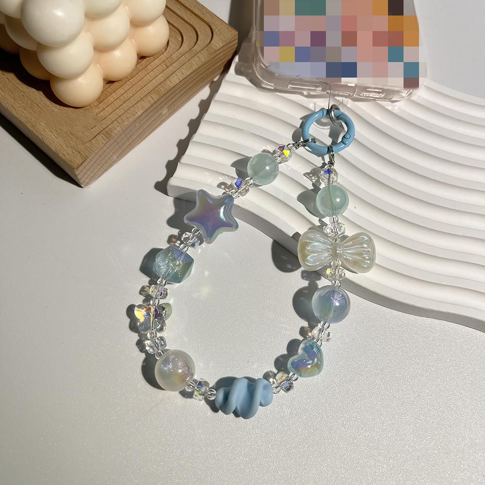 Trendy Beads Phone Chain Multicolor Cellphone Strap Lanyard Women Girls Anti-lost Mobile Phone Chain Wrist Hanging Rope Keychain