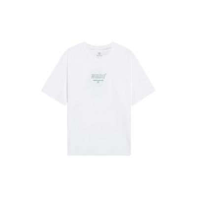 Camisola de Gola Redonda Cor Pura Manga Curta Camiseta Tops Unissex Padrão-Branco AHST021-3