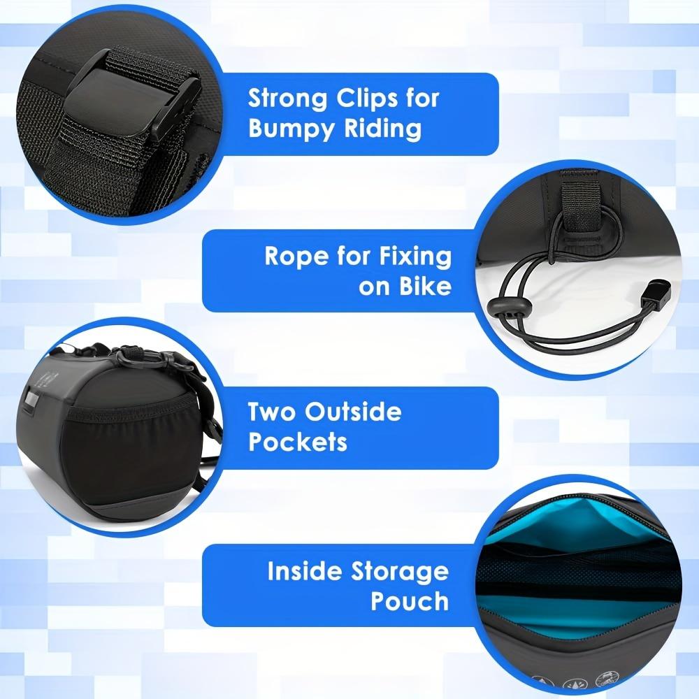 Bike Handlebar Bag Waterproof - Bicycle Handlebar Roll Bag with Large Reflective Area, Bike Front Pouch with Waterproof Zipper