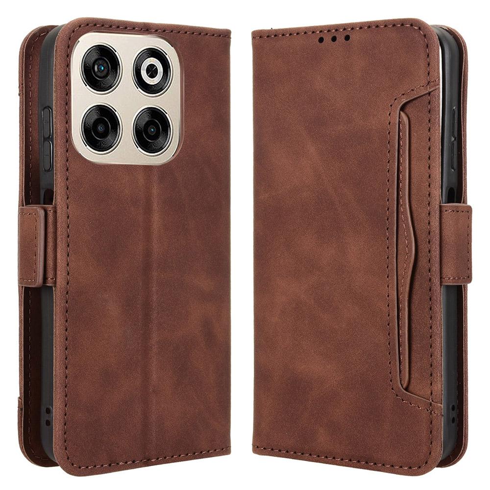 

Кожаный чехол-книжка для ZTE Blade V70/nubia V70 с несколькими отделениями для карт Brown