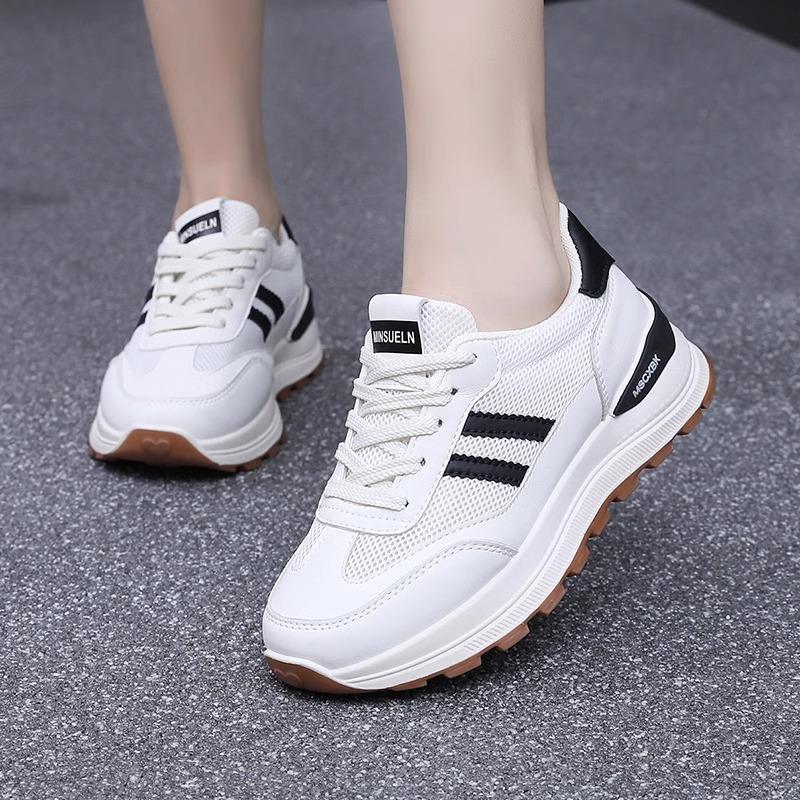 Mesh Breathable Women's Shoes Sneakers Women's Light and Fashionable 2025 Spring New Dad Heightening Ins Board Shoes
