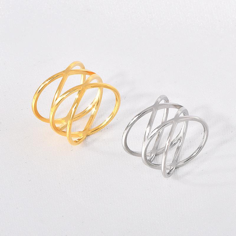 

Stainless Steel Women s Double Crossover Ring Band with Cutout Design Size 11 серебряный
