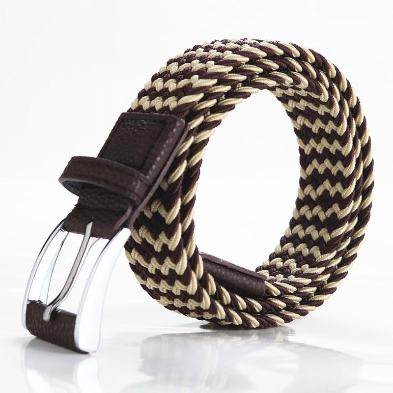Men'S Braided Belt Elastic Elastic Canvas Belt Unisex No Punch Women'S Belt