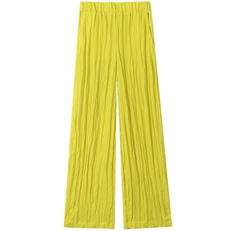 Fashion Style 2024 Summer New Women's Clothing Slim Looking Easiest for Match Wrinkle Effect High Waist Wide Leg Pants 8095759
