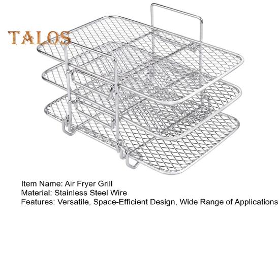 Air Fryer Rack 3 Layers Stackable Dehydrator Racks Stainless Steel Grill Tray Air Fryer Accessories for Baking Roasting