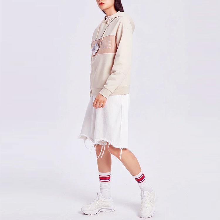 Li Ning Badfive Sports Basketball Series Loose Pullover Hoodie Women Hoodies Oyster-Gray AWDQ334-1