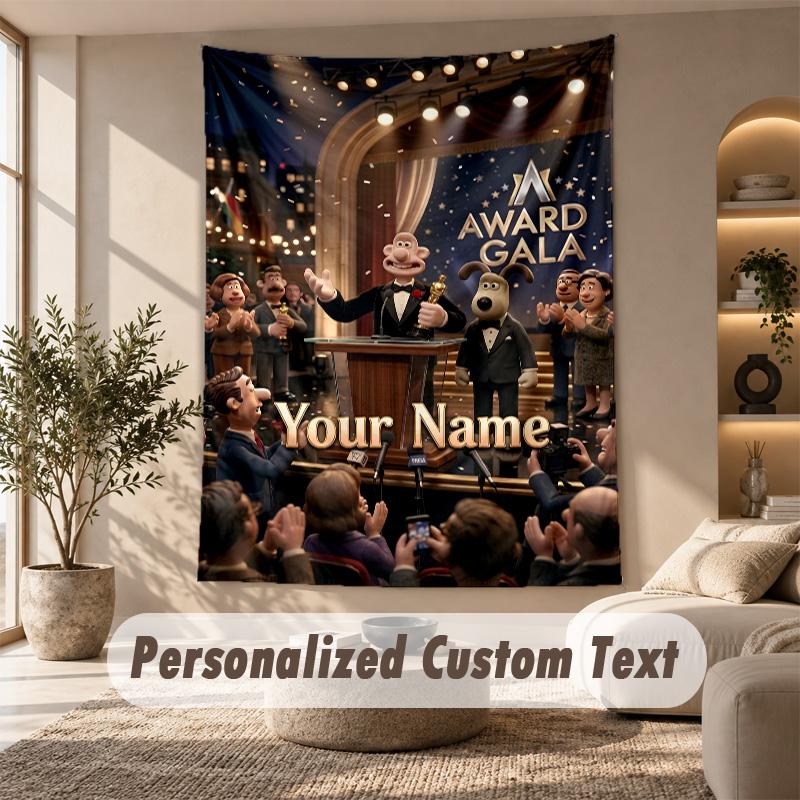 Tapiserie Nume Personalizat Text, Tapiserie de Agățat pe Perete Decor Cameră CasăWallace & Gromit