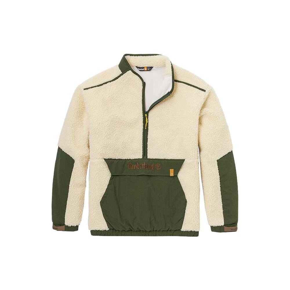 Timberland Off-white and Green Color-Blocked Half-Zip Fleece Pullover A5URK-V04 L