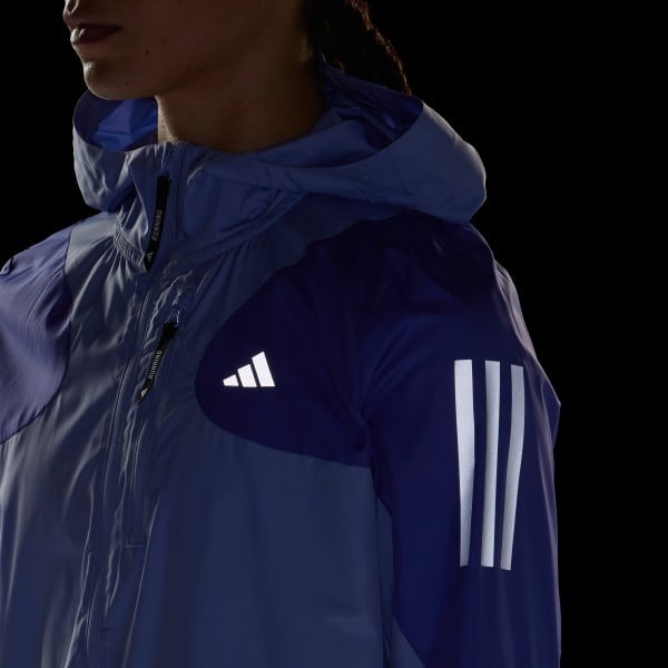 Adidas Running Own The Run Base Wind.Rdy Comfortable Sports Minimalist Hooded Jacket Women Jacket Blue IW0034