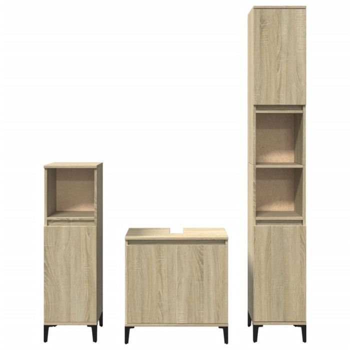 VidaXL Ensemble de meubles de salle de bain 3 pcs chêne sonoma, armoire de salle de bain, armoire de bain, meuble-lavabo de 3282655