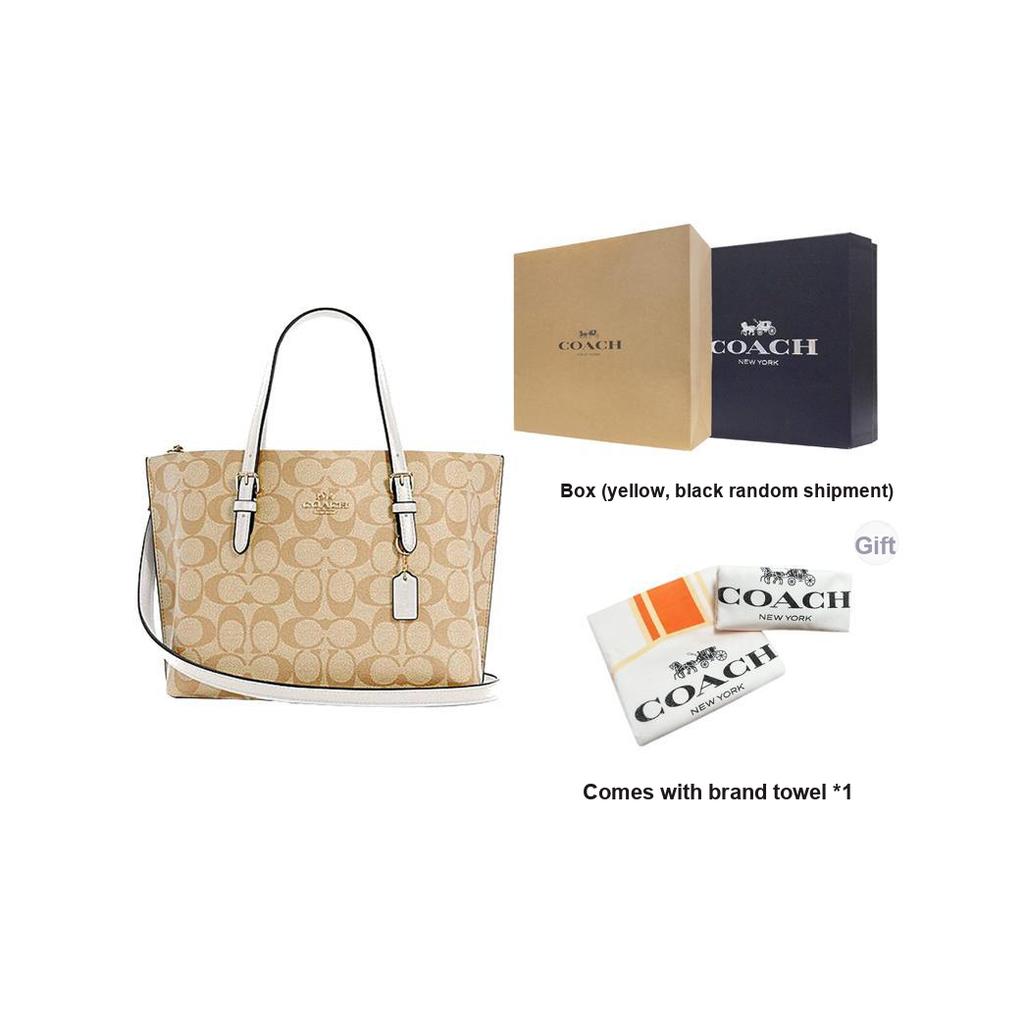 Coach Mollie Classic Monogram Zip Closure Tote Bag Women tote bags Khaki White C4250-IMDQC