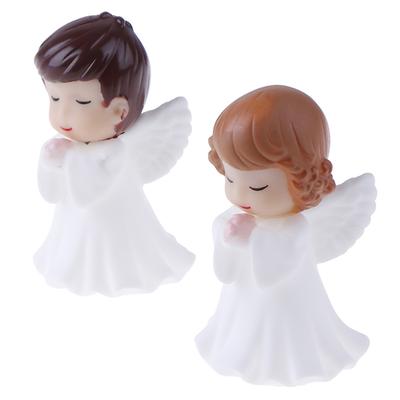 2Pcs Angels Figurines Miniature Well Sculpture Ornament Decoration For Cake