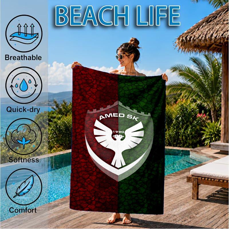 Amed Sk Crest Design Beach Towel, Quick-drying, Easy To Care For, Suitable for Both Fitness and Beach Vacations,Sports Essential