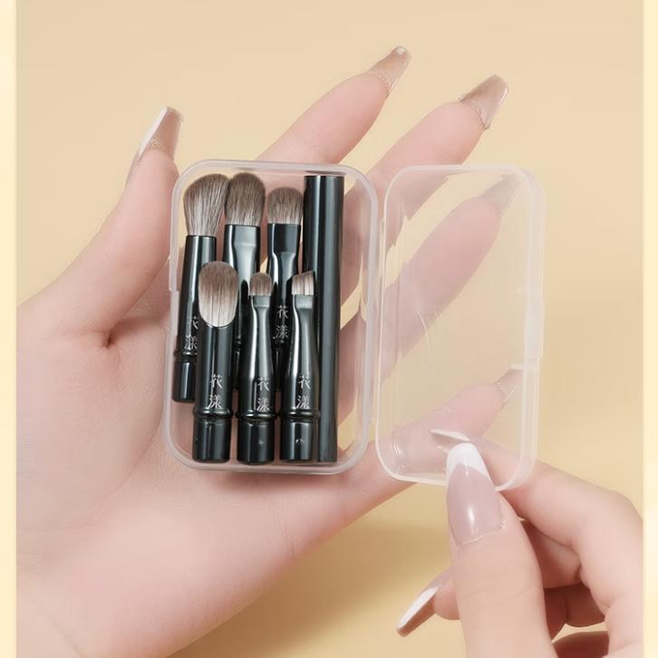 Huayang Portable Makeup Brush Set with 6 Classic Detachable Replacement Heads, Soft Bristle, Eyeshadow Brush