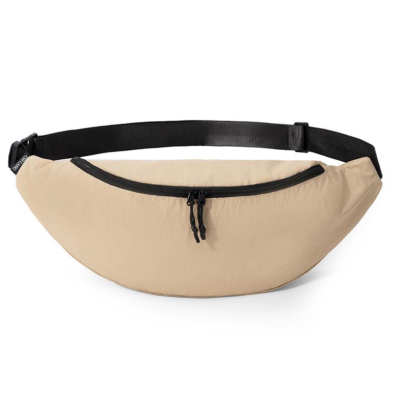 Solid Color Women Chest Bag Lightweight Hobo Bag Men Nylon Large Capacity Shoulder Bag