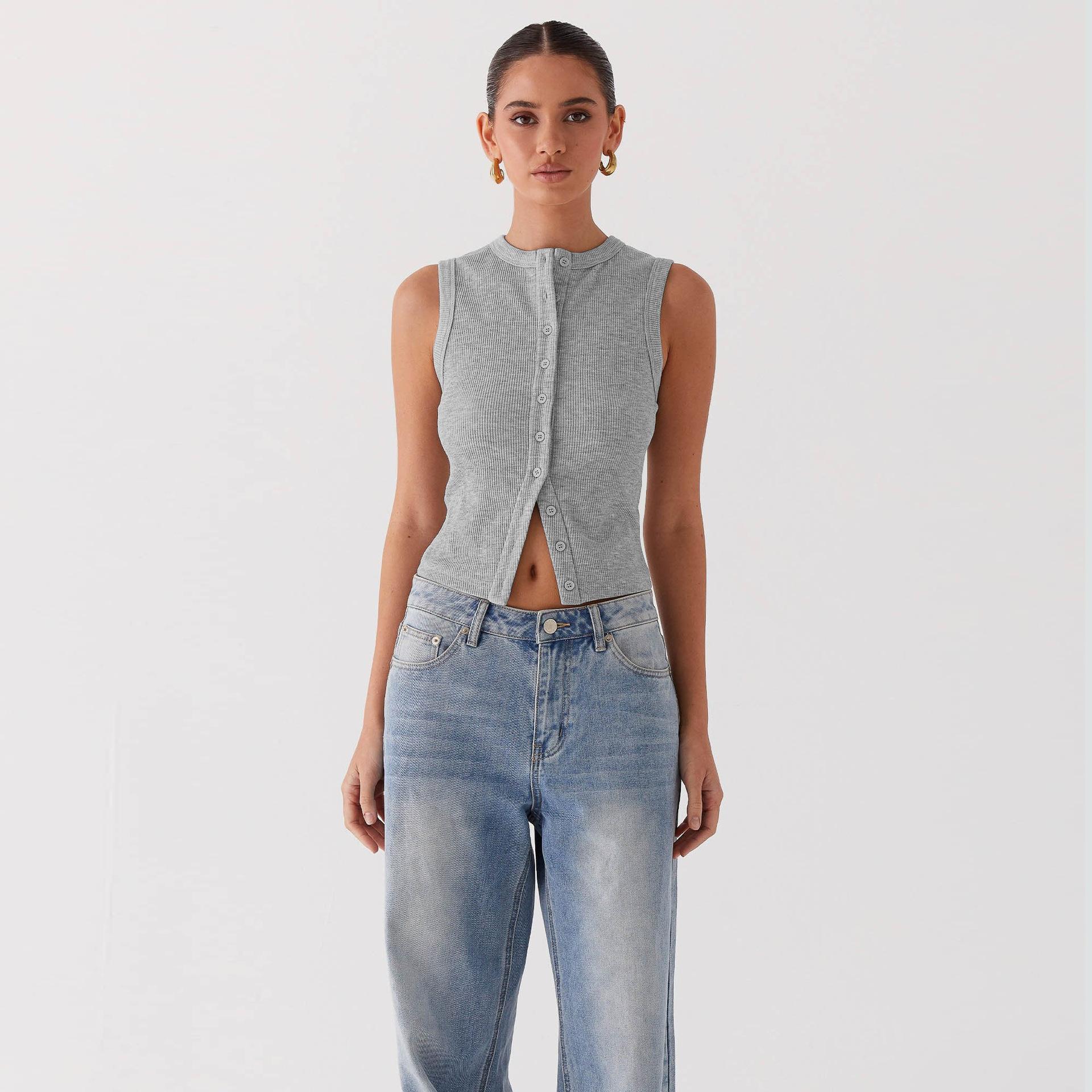 

Sleeveless Base T-Shirt Solid Color Camisole Vest Women S Fashion Inner Top Versatile For Spring And Summer Sexy And Comfortable XL серый