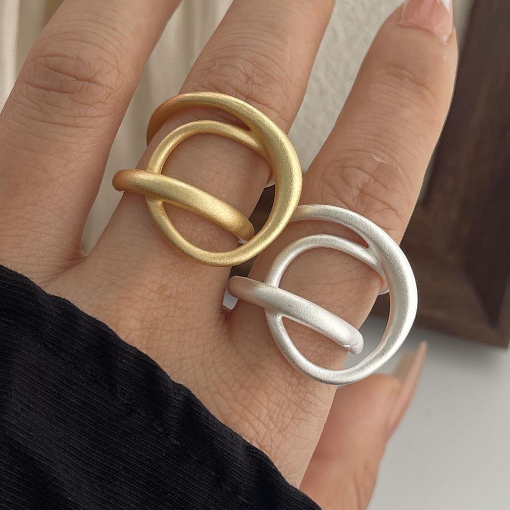 925 Sterling Silver Rings for Women Couple Minimalist Handmade Simple Gold Inter Cross Ring Fine Jewelry Gift Prevent Allergy
