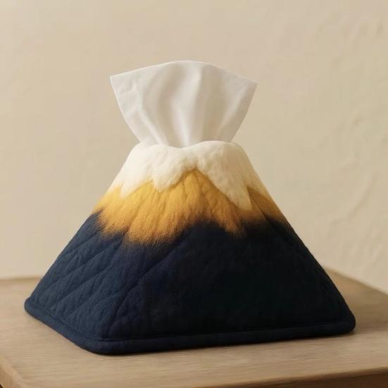 Tissue Box, Mountain Design, Soft Plush Storage Organizer, Multi-Purpose Foldable Tissue Holder for Home Office Car