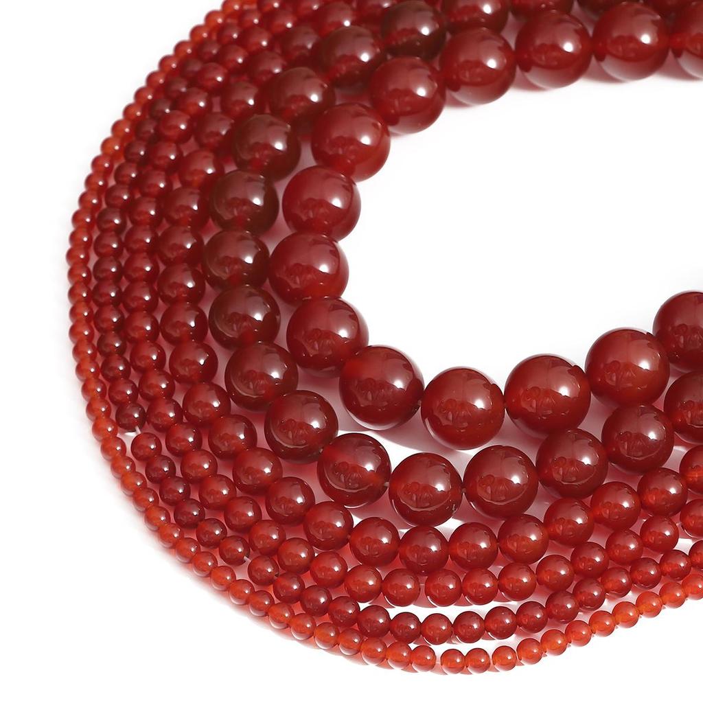 4-14mm/47-92Pcs Natural Red Agate Round Stone Beads For Jewelry Making DIY Bracelet Necklace