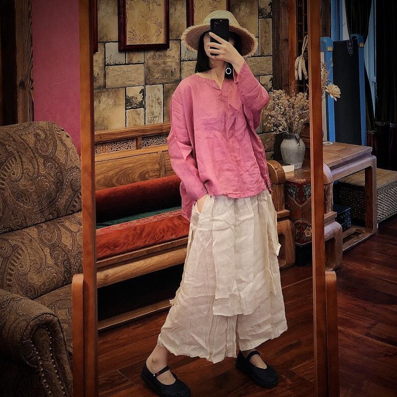 

Johnature Женские темно-синие винтажные прямые брюки с эластичной талией, летние свободные повседневные брюки в стиле пэчворк One Size белый