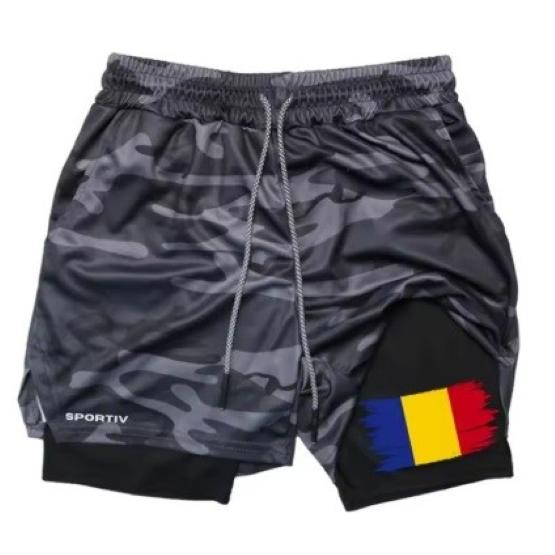 Romania Flag Camouflage Kick Boxing Muay Thai Shorts Men Women Unisex Casual Sportswear Double Layer Quick Dry Training Sport Gym Fitness Workout