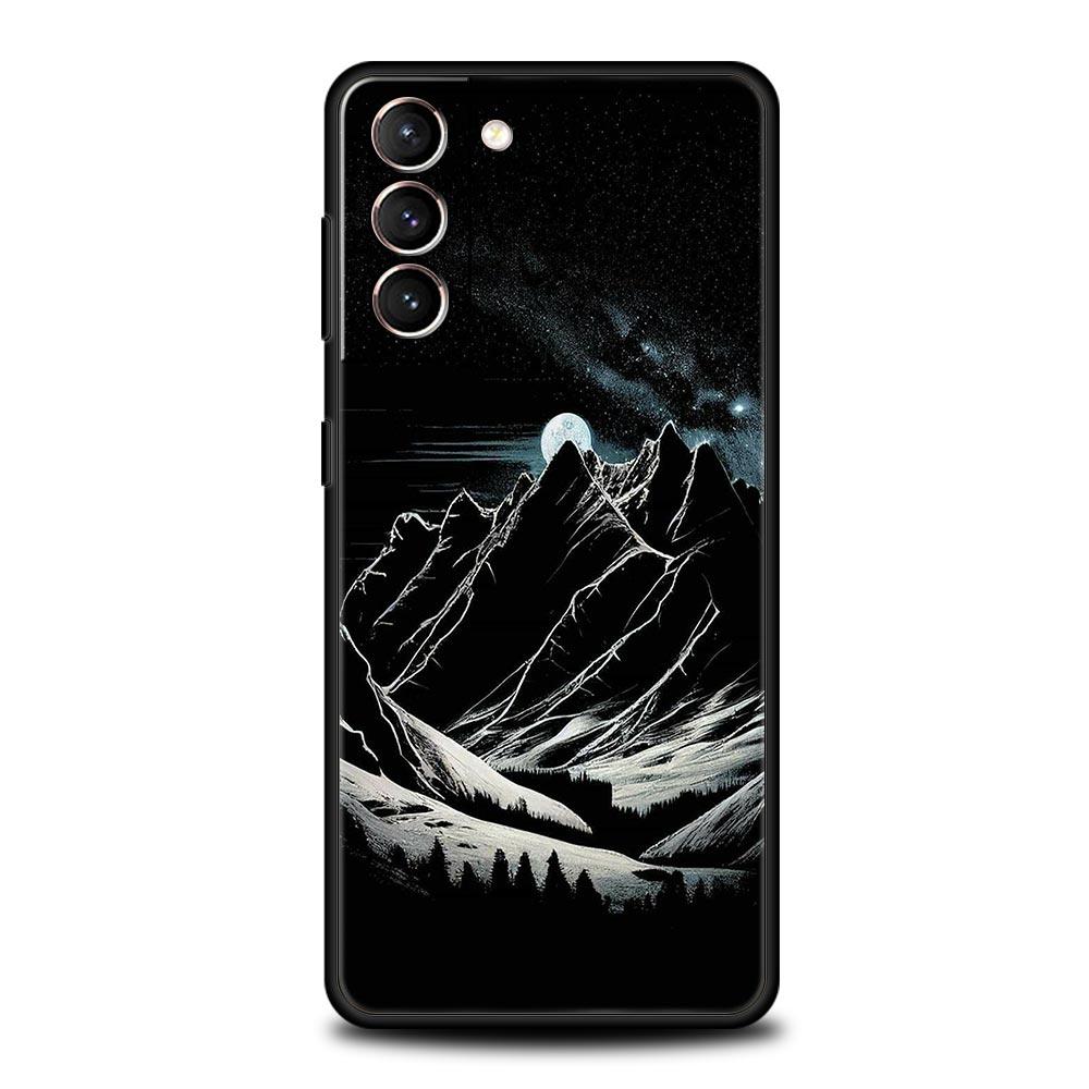 Black Mountain Peak Phone Case for Samsung Galaxy S26 S25 S24 S23 S22 S20 S21 FE Ultra S25 Edge Plus 5G Soft TPU Cover Funda Bag