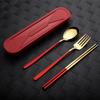 Kitchen Utensils 304 Stainless Steel Portable Sets Reusable Tableware with Box Students Use Ple Design Breakfast Dinner