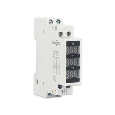 80 ~ 500 V Üç Fazlı 35mm Din Ray Montajlı Gerilim Ölçer Modüler Voltmetre Ölçer 3 LED Dijital Ekran