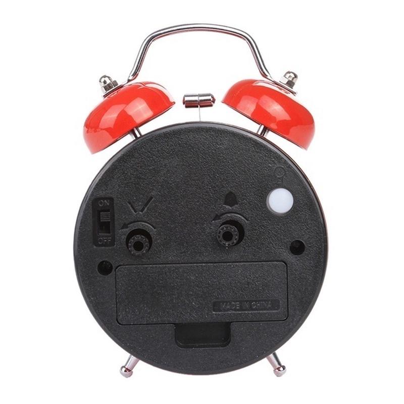 Classic Vintage Silent Metal LED Night Light Twin Bell Alarm Clock Ticking Retro Tableclock