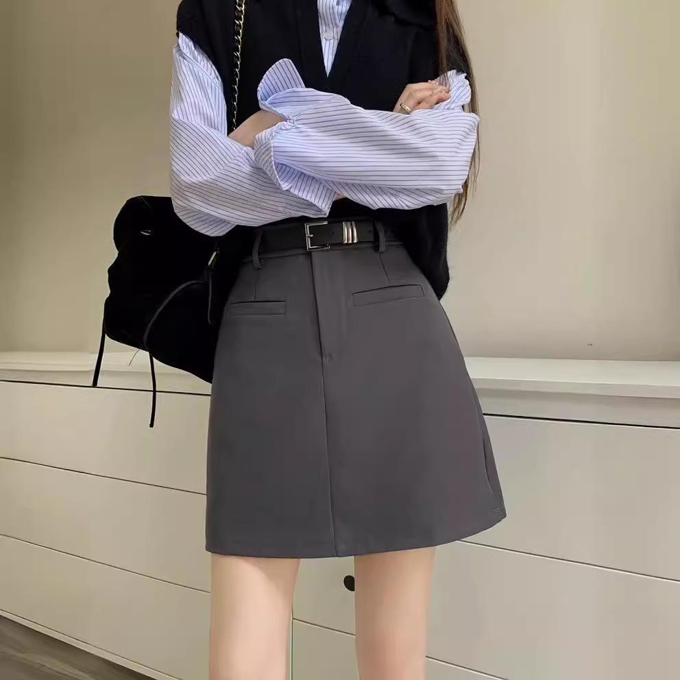 Spring 2024 Women's High-Waist A-Line College Style Mini Skirt
