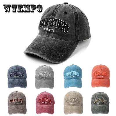 Vintage-Inspired Washed Denim Baseball Cap with Embroidered Letters & Numbers - Adjustable, Sun-Protective Cotton Dad Hat for Women