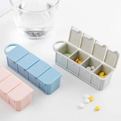 Neue Mode Reise 4 Fächer Pillendose Medizin Tablettenhalter Organizer Spender Etui