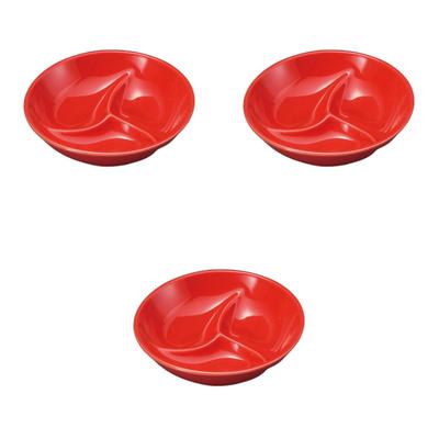 Setomonohonpo (Setomonohonpo) Set of 3 Red Glazed Three-Compartment Round Bowls [11.2 X 2.9cm] | Compartmented Plates, Ceramic