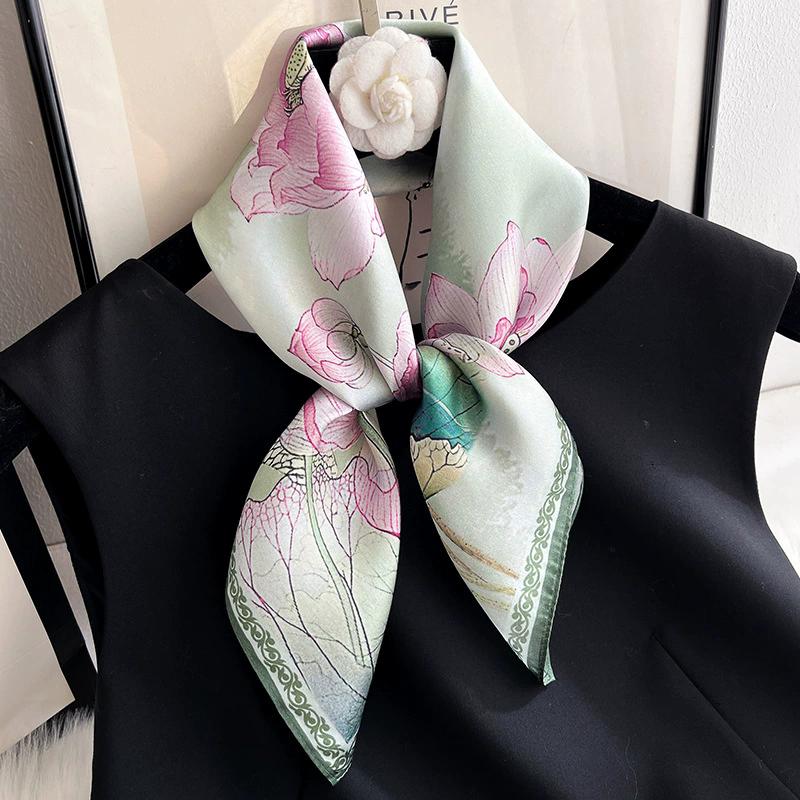 100% Nature Silk Scarf Women Neck Square Headband Scarves Bandana Fashion Hijab Poncho Scarves Pashmina  Female Foulard 53cm