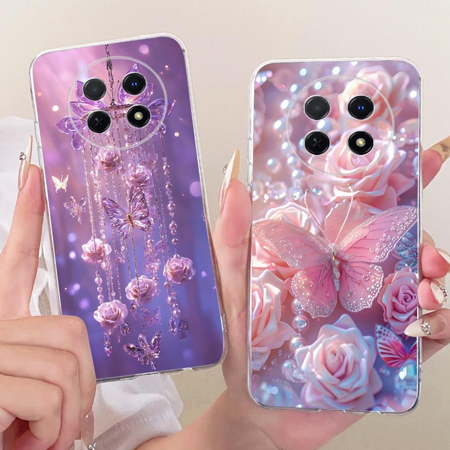 For Huawei Nova Y91 Case STG-LX1 STG-LX2 Stylish Bow Flowers Painted Cover Soft Silicone Case For Huawei Nova Y91 NovaY91 Fundas