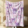 Kuromi Purple Polka Dot Flannel Blanket Soft Warm Throw Japanese Anime Camping Office Bedroom School Nap Blanket Summer Quilt