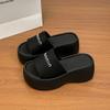 Stylish, Simple and Versatile Thick-soled Height-increasing Cool Slippers for Women's 2025 Summer New Versatile Outer Wear Letter One-word Slippers