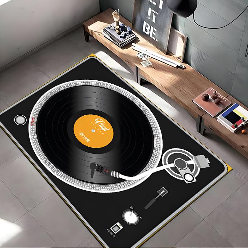Retro Vinyl Record Design Rug Non-slip Rug Suitable for Living Room and Bedroom Sofas.