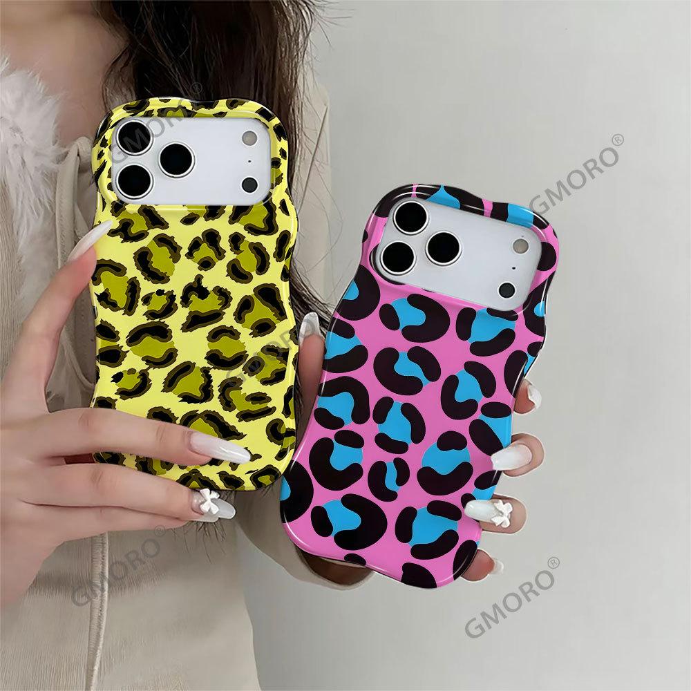 Wave film 2-in-1 mobile phone case Apple 16promax Amazon hot-selling contrasting leopard print iPhone17pm