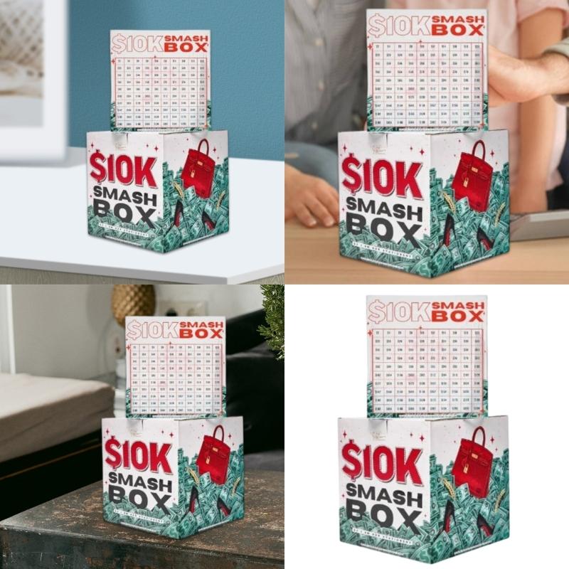 10k Saving Challenge Budget Planning Money Box Acrylic Cash Banks for Students and Family with Visual Progress Tracking