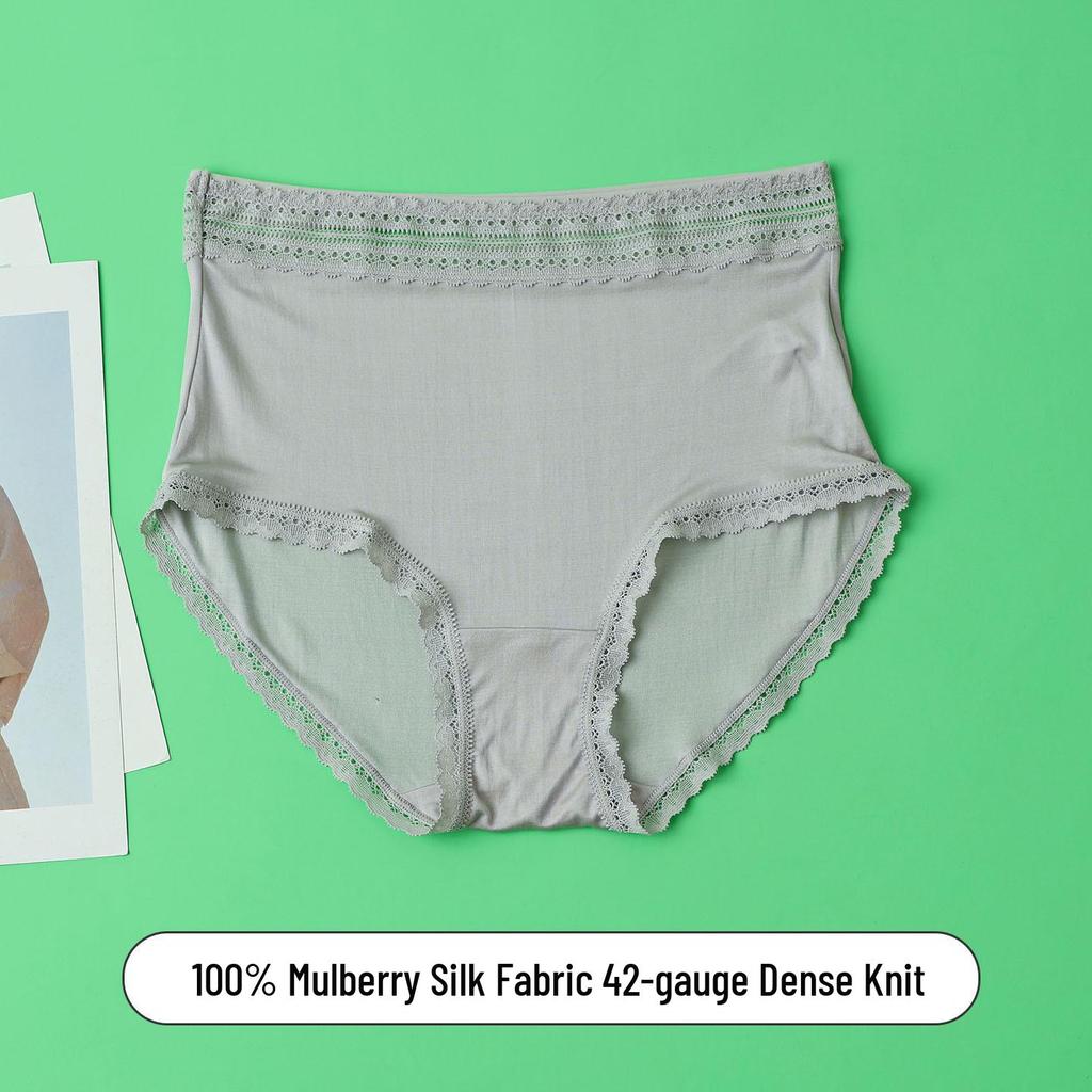 42-Stitch Mulberry Silk Lace Mid-Waist Breathable Boyshorts for Women